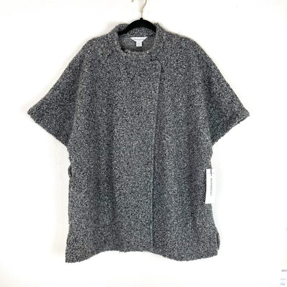 Liz Claiborne Women’s Short Sleeve Coat Wrap Charcoal XXL NWT *missing belt* - Picture 1 of 11